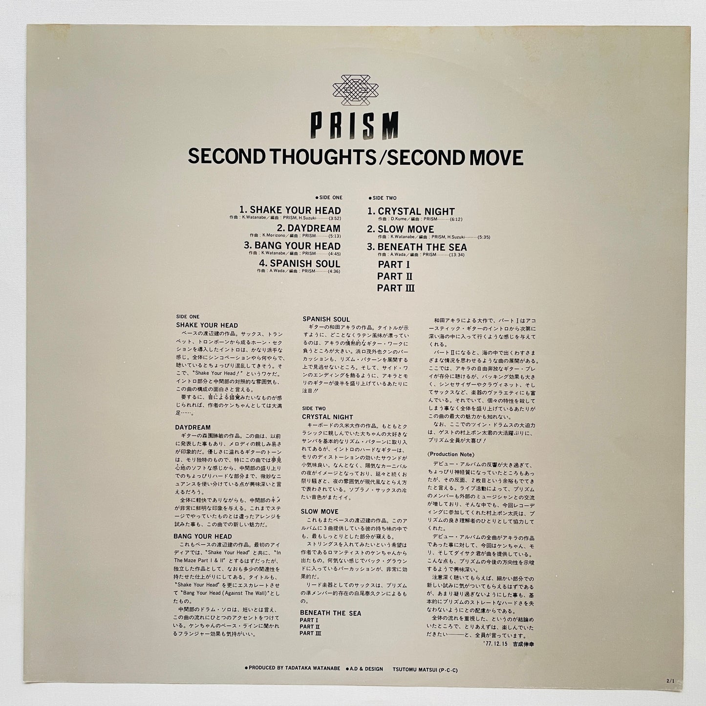 Prism - Second Thoughts/Second Move (Original)