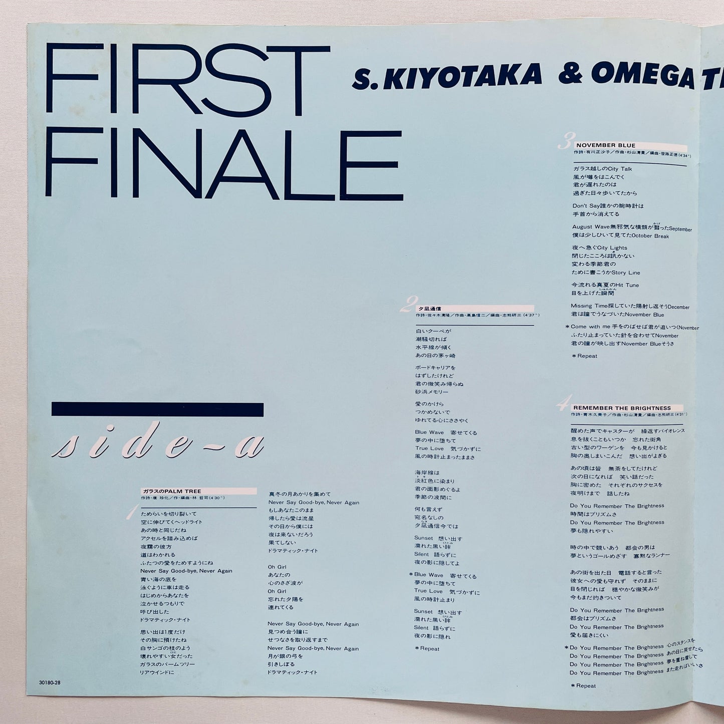 S. Kiyotaka & Omega Tribe - First Finale (Original)