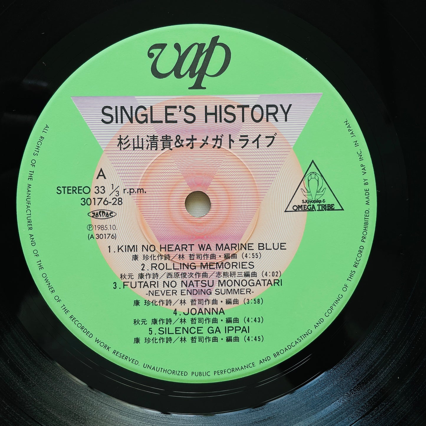 S. Kiyotaka & Omega Tribe - Single's History (Original, w/Sticker)