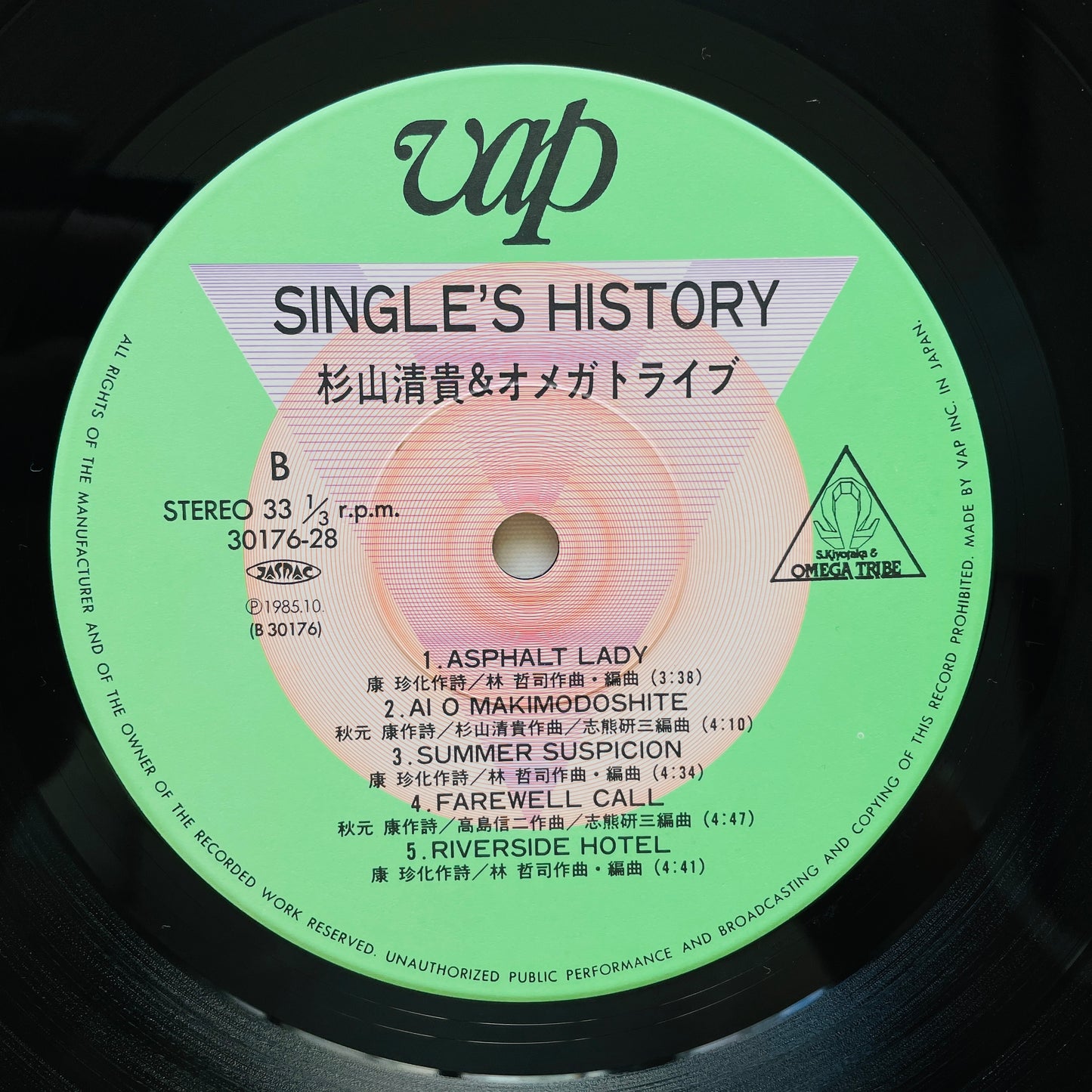 S. Kiyotaka & Omega Tribe - Single's History (Original, w/Sticker)