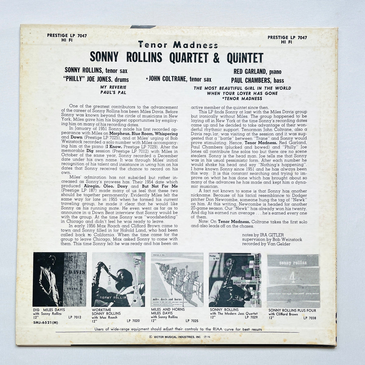 Sonny Rollins – Tenor Madness (Japanese Pressing, Mono, Promo)