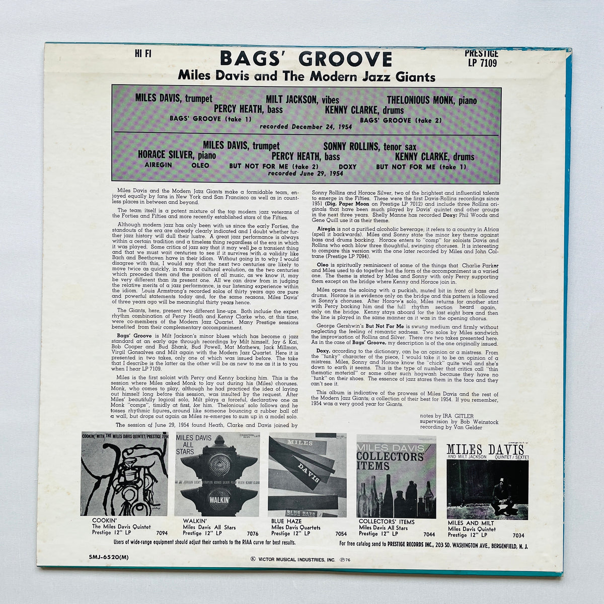 Miles Davis – Bags Groove (Japanese Pressing, Mono, Promo)