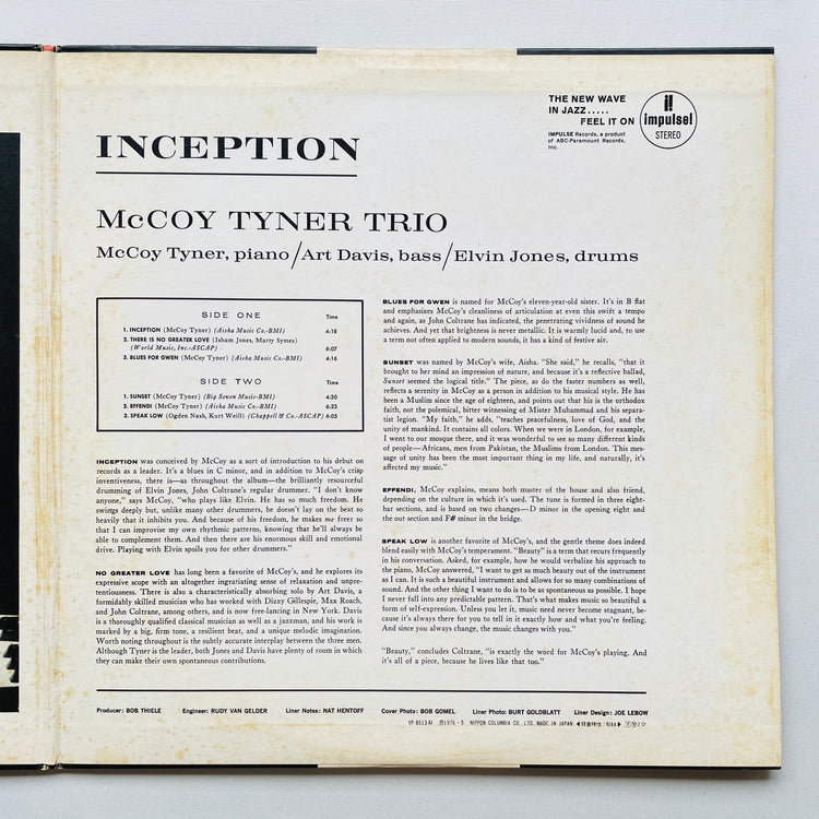 McCoy Tyner – Inception (Japanese Pressing, Promo)