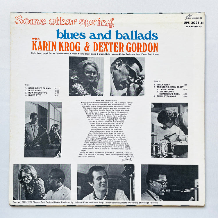 Karin Krog & Dexter Gordon – Some Other Spring, Blues And Ballads (Japanese Pressing) - Portal Records