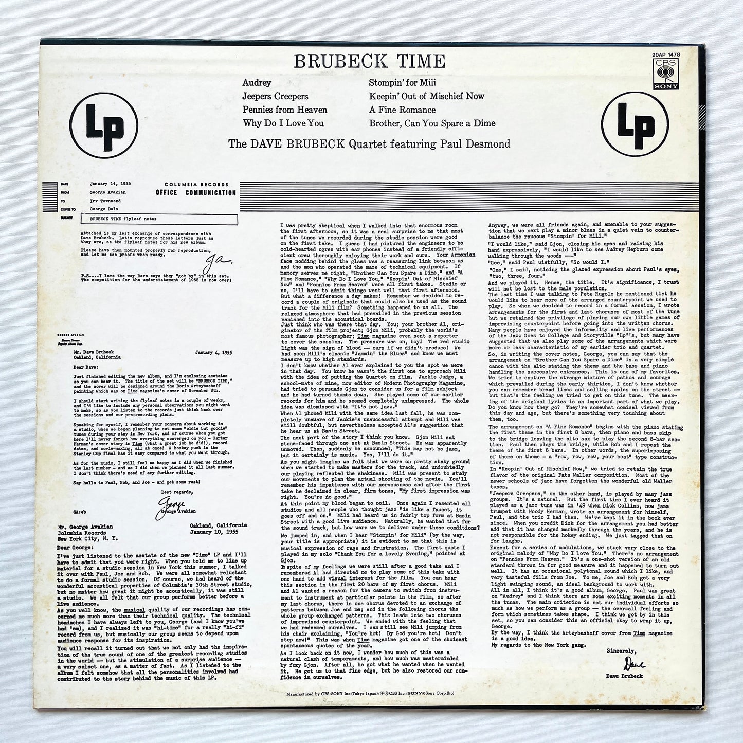 Dave Brubeck – Brubeck Time (Japanese Pressing, Promo)