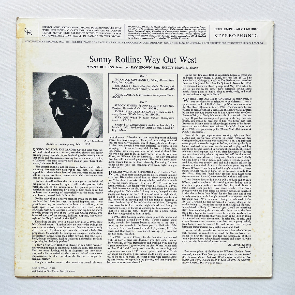 Sonny Rollins - Way Out West (Japanese Pressing)