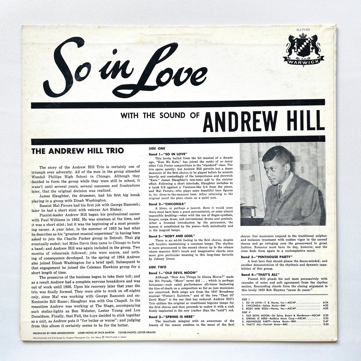 Andrew Hill – So In Love (Japanese Pressing, Promo)