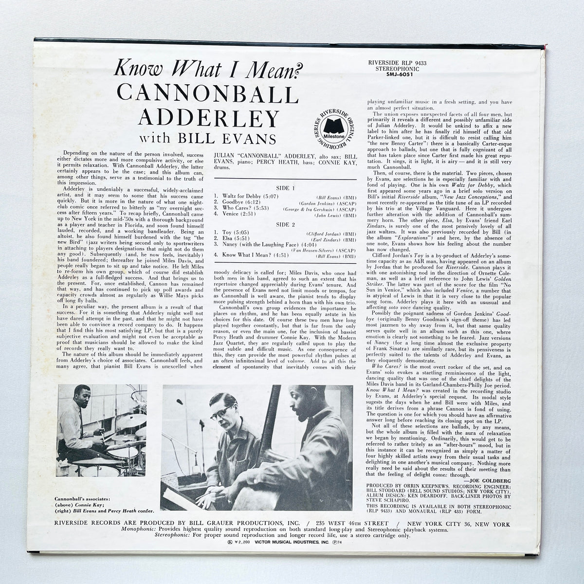 Cannonball Adderley With Bill Evans – Know What I Mean? (Japanese Pressing, Stereo)