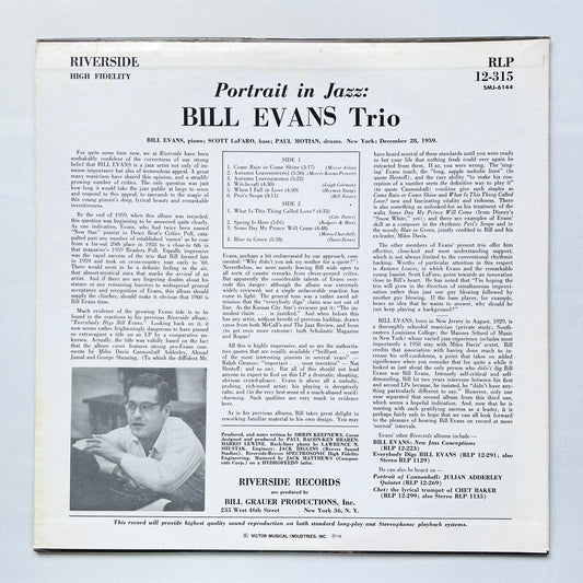 Bill Evans – Portrait In Jazz (Japanese Pressing, Stereo)