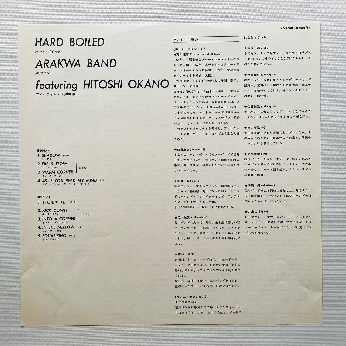 Arakawa Band Featuring Hitoshi Okano – Hard Boiled (Original, Promo)