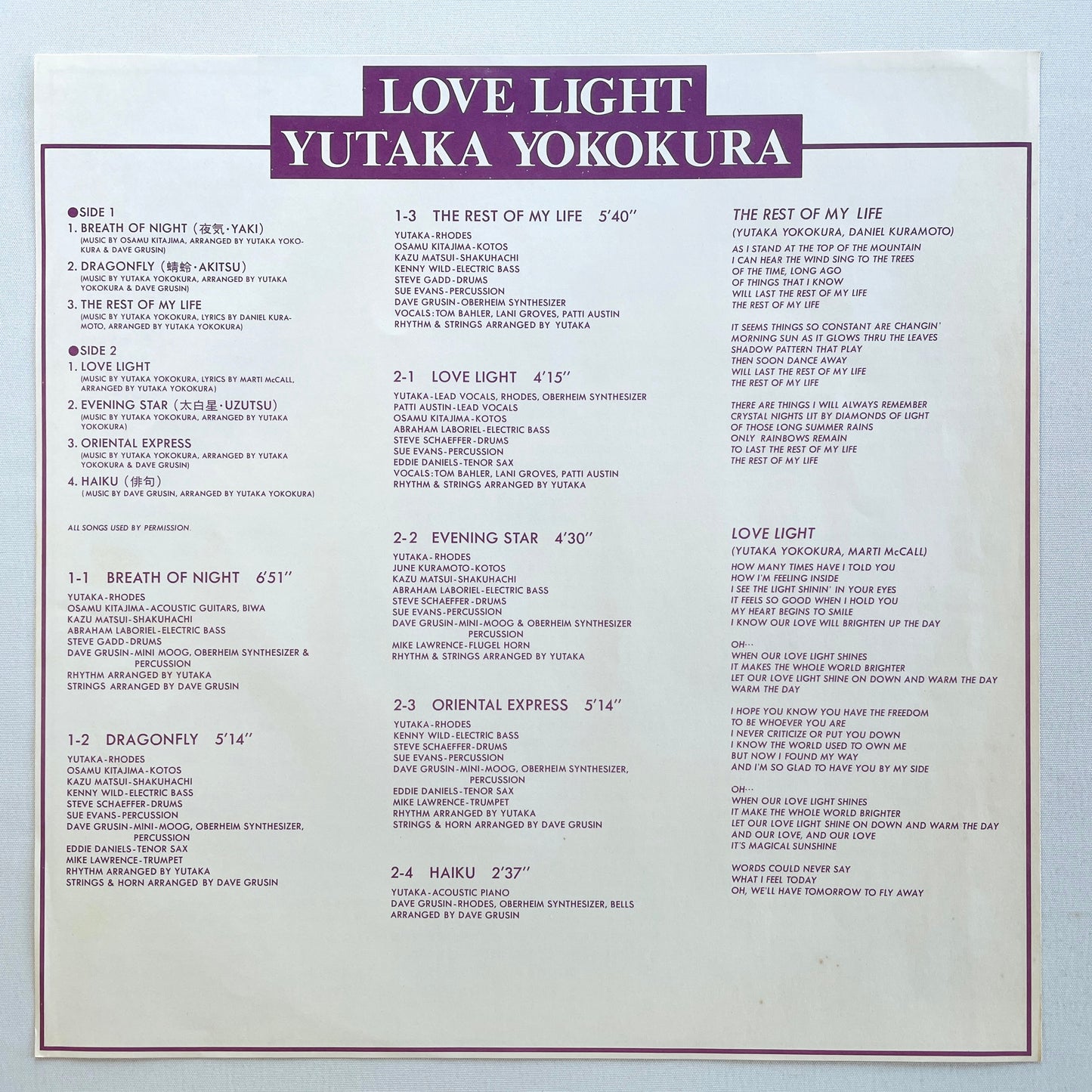 Yutaka Yokokura – Love Light (Original)