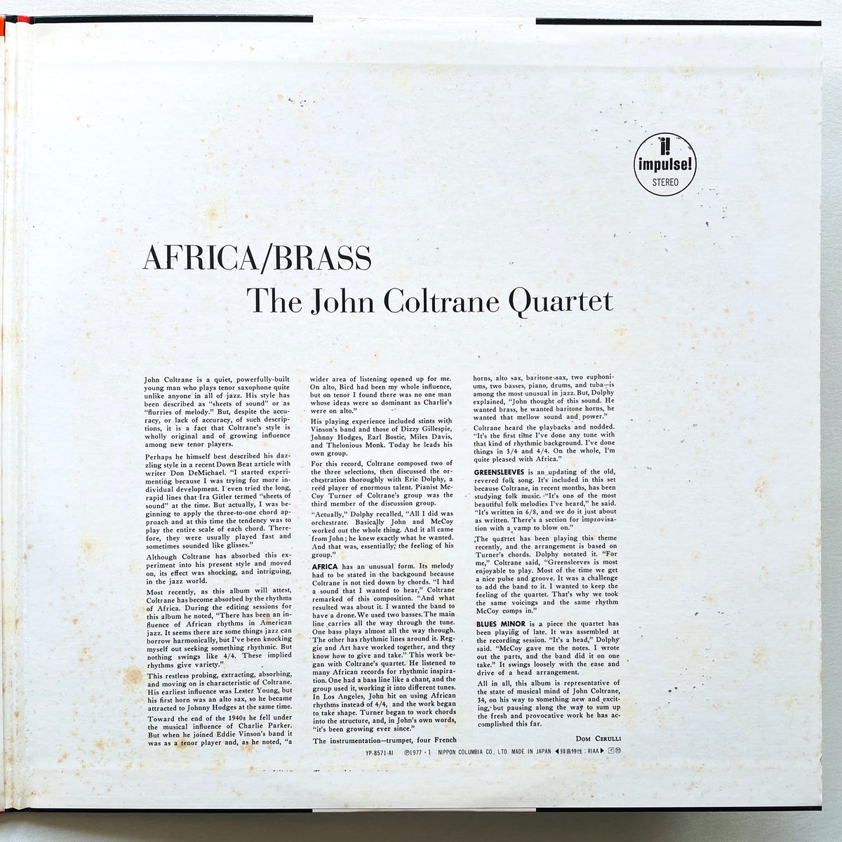 John Coltrane – Africa / Brass (Japanese Press) - Portal Records