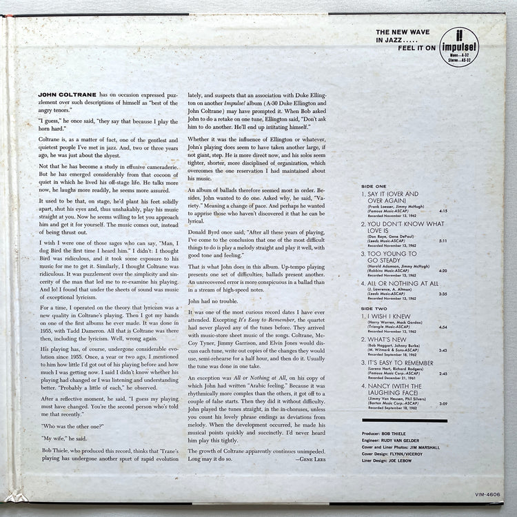 John Coltrane - Ballads (Japanese Press) - Portal Records