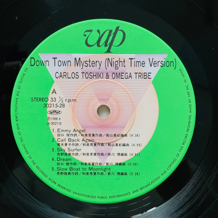Carlos Toshiki & Omega Tribe – Down Town Mystery ("Night Time" Version, Original) - Portal Records