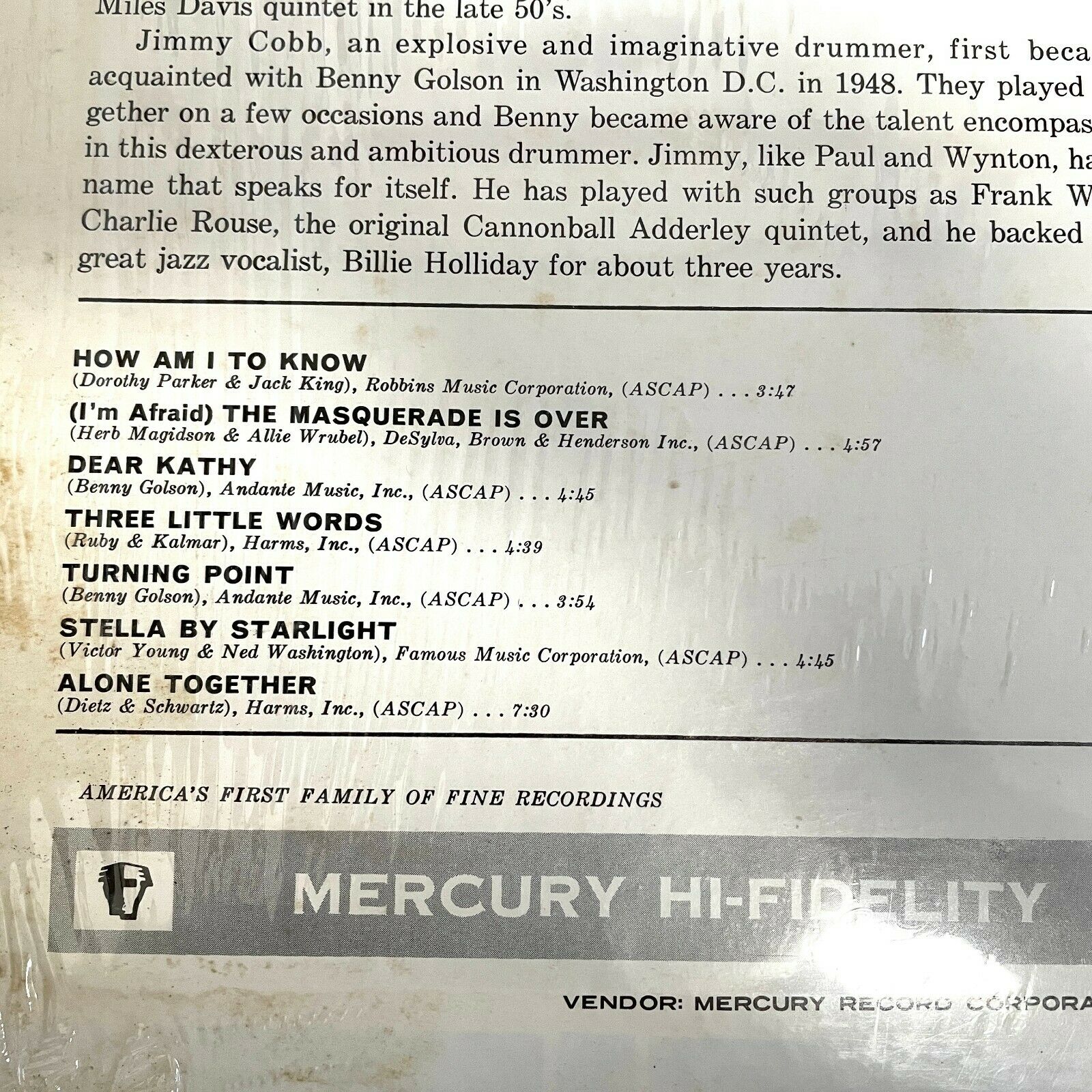 Benny Golson Turning Point Mercury MG-20801 Us Wynton Kelly
